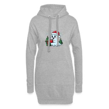 Weihnachtlicher Geist Mit Kakao Und Weihnachtsbaum - Hoodie-Kleid - Grau meliert - Vorne