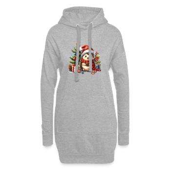 Niedliches Igel-Weihnachtsmotiv mit Geschenken - Hoodie-Kleid - Grau meliert - Vorne