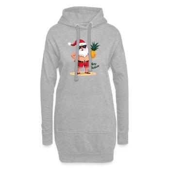 Tropischer Weihnachtsmann Weihnachtsmann Xmas - Hoodie-Kleid - Grau meliert - Vorne