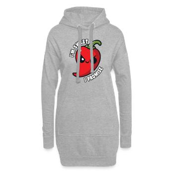 Je suis doux, je promets un piment fort drôle - Sweat-shirt à capuche long Femme - gris chiné - Devant