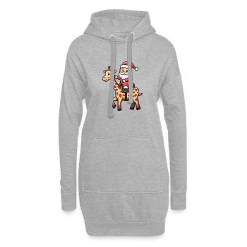 Girafe Père Noël dessin animé - Sweat-shirt à capuche long Femme - gris chiné - Devant