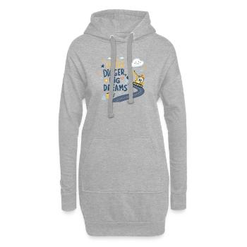 Little Digger Big Dreams – Süßes Bagger Design - Hoodie-Kleid - Grau meliert - Vorne