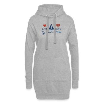 Voile d’amour en direct – Motif de voile maritime - Sweat-shirt à capuche long Femme - gris chiné - Devant