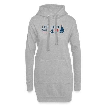 Voile d’amour en direct – Motif de voile maritime - Sweat-shirt à capuche long Femme - gris chiné - Devant