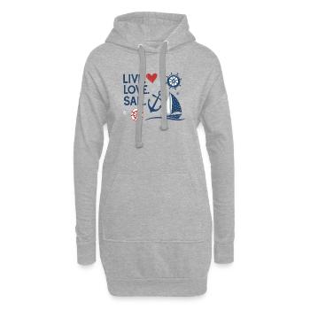 Voile d’amour en direct – Motif de voile maritime - Sweat-shirt à capuche long Femme - gris chiné - Devant