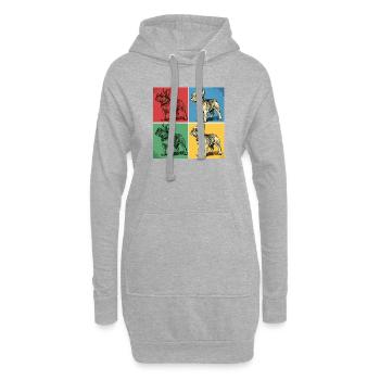 Französische Bulldogge Pop-Art Design - Hoodie-Kleid - Grau meliert - Vorne