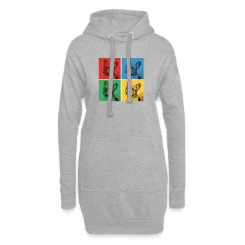 Französische Bulldogge Pop-Art Design - Hoodie-Kleid - Grau meliert - Vorne