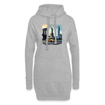 New York City Skyline Design – Urban Style Mode - Hoodie-Kleid - Grau meliert - Vorne