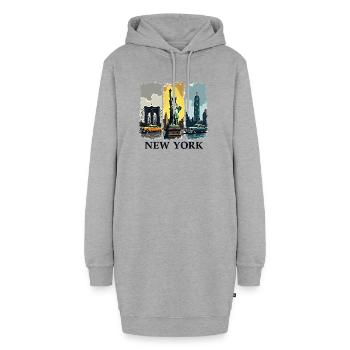 New York City Skyline Design – Urban Style Mode - Hoodie-Kleid - Grau meliert - Vorne