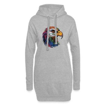Portrait d’aigle - Sweat-shirt à capuche long Femme - gris chiné - Devant