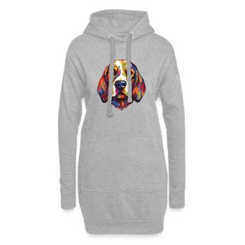 Portrait de chien beagle - Sweat-shirt à capuche long Femme - gris chiné - Devant