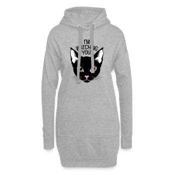 I´m watching you Katze humor lustig - Hoodie-Kleid - Grau meliert - Vorne