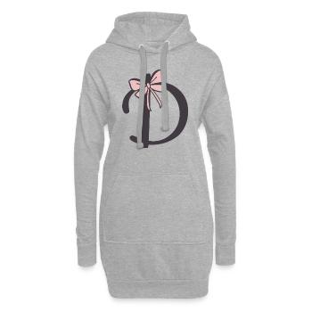 Ruban de la lettre initiale D - Sweat-shirt à capuche long Femme - gris chiné - Devant