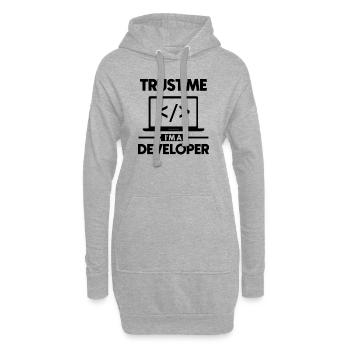 Croyez-moi, je suis développeur - Sweat-shirt à capuche long Femme - gris chiné - Devant