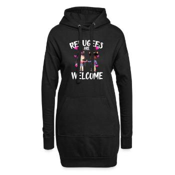 refugees are welcome anime - Hoodie-Kleid - Schwarz - Vorne
