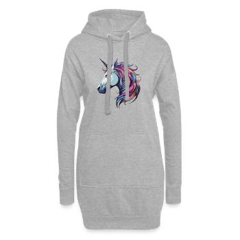 Einhorn Portrait - Hoodie-Kleid - Grau meliert - Vorne