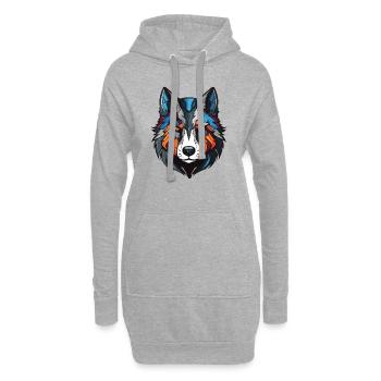 Portrait de chien husky - Sweat-shirt à capuche long Femme - gris chiné - Devant