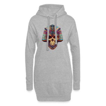Crâne de pharaon - Sweat-shirt à capuche long Femme - gris chiné - Devant