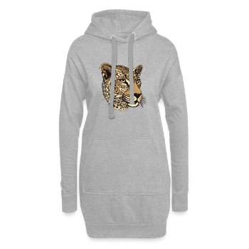 Gepard Portrait - Hoodie-Kleid - Grau meliert - Vorne