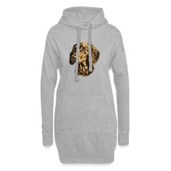 Teckel Chien Portrait Teckel - Sweat-shirt à capuche long Femme - gris chiné - Devant