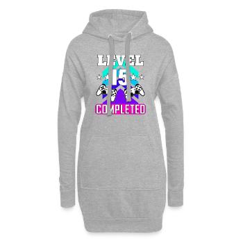 15 Anniversaire - Sweat-shirt à capuche long Femme - gris chiné - Devant