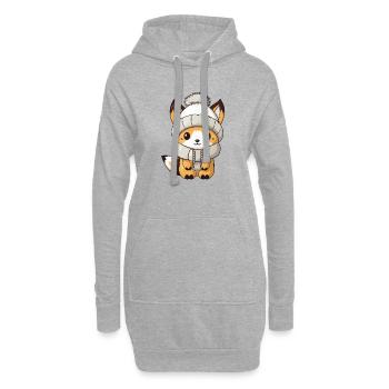 Renard Hiver Animal Bébé Bande Dessinée - Sweat-shirt à capuche long Femme - gris chiné - Devant