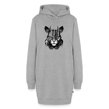 Tête de portrait de chat - Sweat-shirt à capuche long Femme - gris chiné - Devant