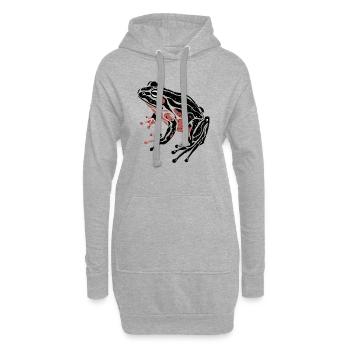 GRENOUILLE - Sweat-shirt à capuche long Femme - gris chiné - Devant