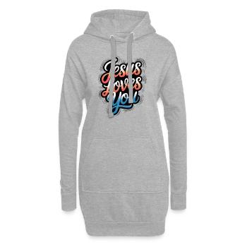 Jésus vous aime ! - Sweat-shirt à capuche long Femme - gris chiné - Devant