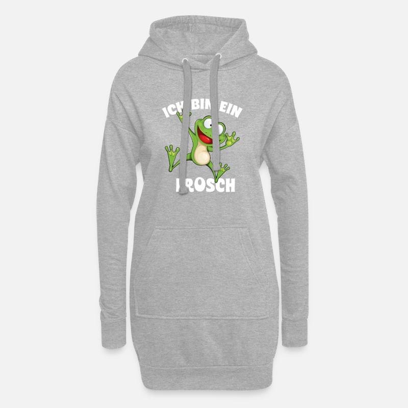 Ich bin ein Frosch - Hoodie-Kleid - Grau meliert