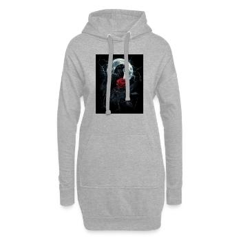 Corbeau Rose Lune Sombre Gothique Corbeau Noir - Sweat-shirt à capuche long Femme - gris chiné - Devant