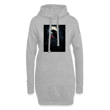 Corbeau Rose Lune Sombre Gothique Corbeau Noir - Sweat-shirt à capuche long Femme - gris chiné - Devant