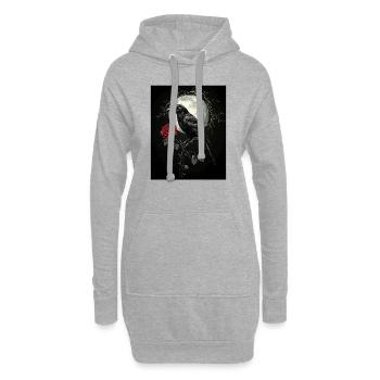 Corbeau Rose Lune Sombre Gothique Corbeau Noir - Sweat-shirt à capuche long Femme - gris chiné - Devant