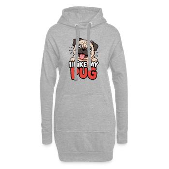 I like my Pug Hundeliebe - Hoodie-Kleid - Grau meliert - Vorne