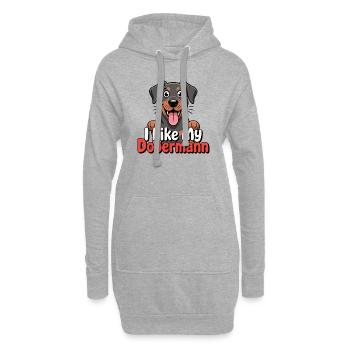 J’aime mon chien Doberman Love - Sweat-shirt à capuche long Femme - gris chiné - Devant