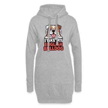 I like my English Bulldog Hundeliebe - Hoodie-Kleid - Grau meliert - Vorne