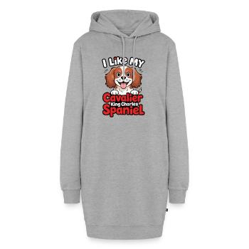 J’aime mon Cavalier King Charles Spaniel Dog Love - Sweat-shirt à capuche long Femme - gris chiné - Devant