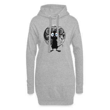 Souris de nuit au clair de lune – Douce et mystique - Sweat-shirt à capuche long Femme - gris chiné - Devant