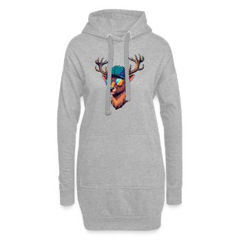 Cooler Hirsch Hirschkopf Jäger Jagen Wild Wald - Hoodie-Kleid - Grau meliert - Vorne