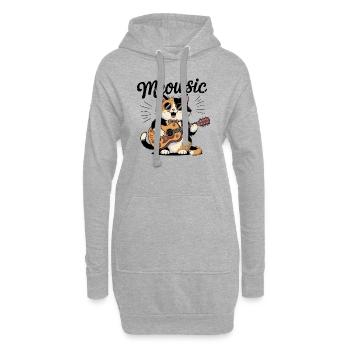 Miau-Katze spielt mit Gitarre Musiker - Hoodie-Kleid - Grau meliert - Vorne