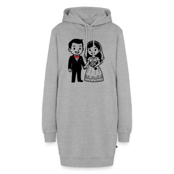 Hochzeit Paar Ehepaar - Hoodie-Kleid - Grau meliert - Vorne