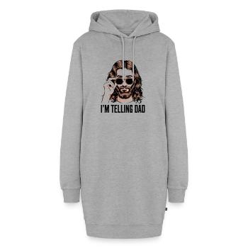 Ich erzähle es Dad! Lustiger Jesus Christus Spruch - Hoodie-Kleid - Grau meliert - Vorne