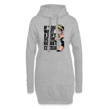 Soft-Serve? Dann ab zum Eis – Volleyball - Hoodie-Kleid - Grau meliert - Vorne