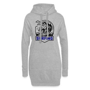 Surfeur symbole surfeur - Sweat-shirt à capuche long Femme - gris chiné - Devant