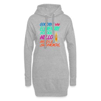 Au revoir, Primaire, Bonjour, Parcours au collège - Sweat-shirt à capuche long Femme - gris chiné - Devant