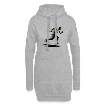 FUYEZ - Sweat-shirt à capuche long Femme - gris chiné - Devant