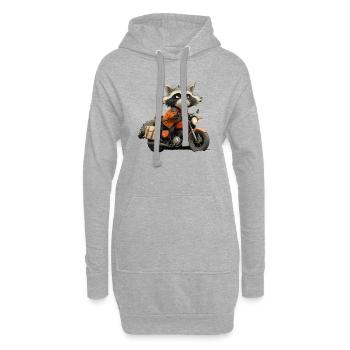 Drôle de petit raton laveur sur moto - Sweat-shirt à capuche long Femme - gris chiné - Devant