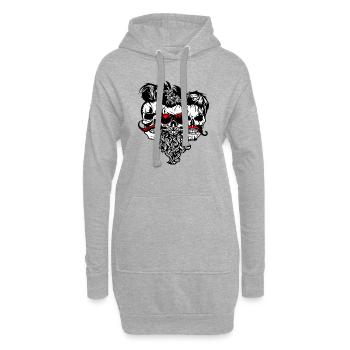 tete de mort Schädel bärtigen hipster Schnurrbart Bart s - Hoodie-Kleid - Grau meliert - Vorne