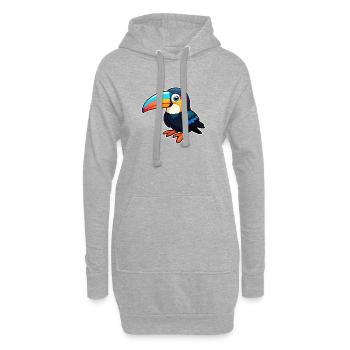 Toucan de dessin animé cool - Sweat-shirt à capuche long Femme - gris chiné - Devant