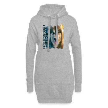 Siberian Husky - Hoodie-Kleid - Grau meliert - Vorne
